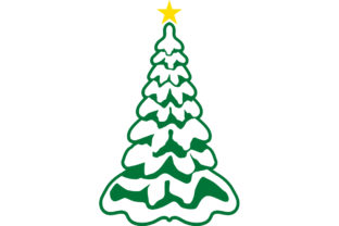 Christmas Tree with Snow and Gold Star Graphics
