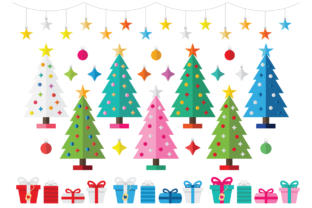 Colorful Christmas Tree Party Clip Art Graphics Review