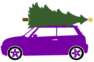 Compact Car with a Christmas Tree: Festive Graphics Review